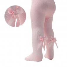 T170-P: Pink Chevron Tights w/Long Bow (2-5 Years)
